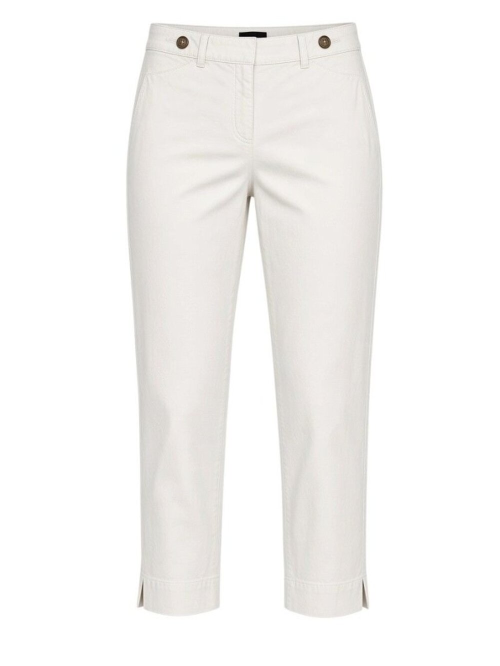 White House Black Market Womens White The Slim Crop Pants Size 4 Side Slits